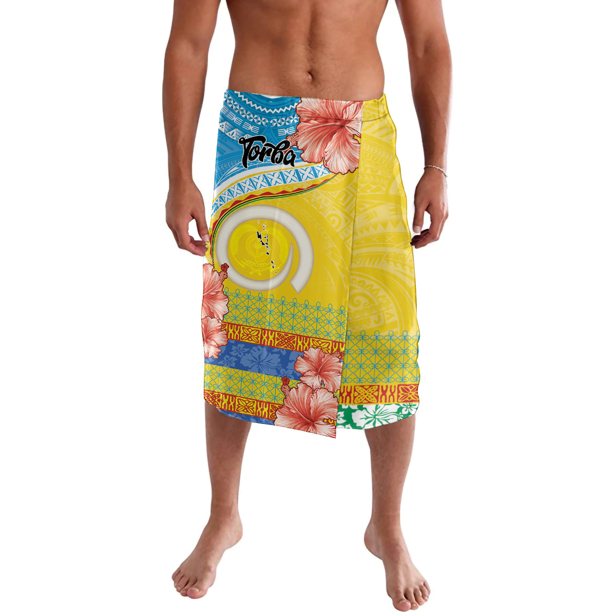 Torba Vanuatu Lavalava Hibiscus Sand Drawing with Pacific Pattern LT9 Green Gold - Polynesian Pride