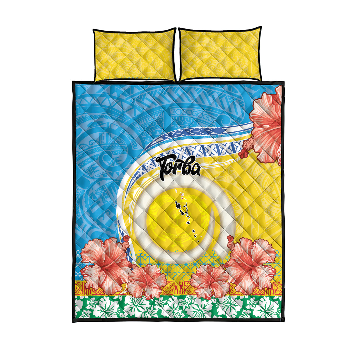 Torba Vanuatu Quilt Bed Set Hibiscus Sand Drawing with Pacific Pattern LT9 - Polynesian Pride