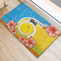 Torba Vanuatu Rubber Doormat Hibiscus Sand Drawing with Pacific Pattern LT9 - Polynesian Pride