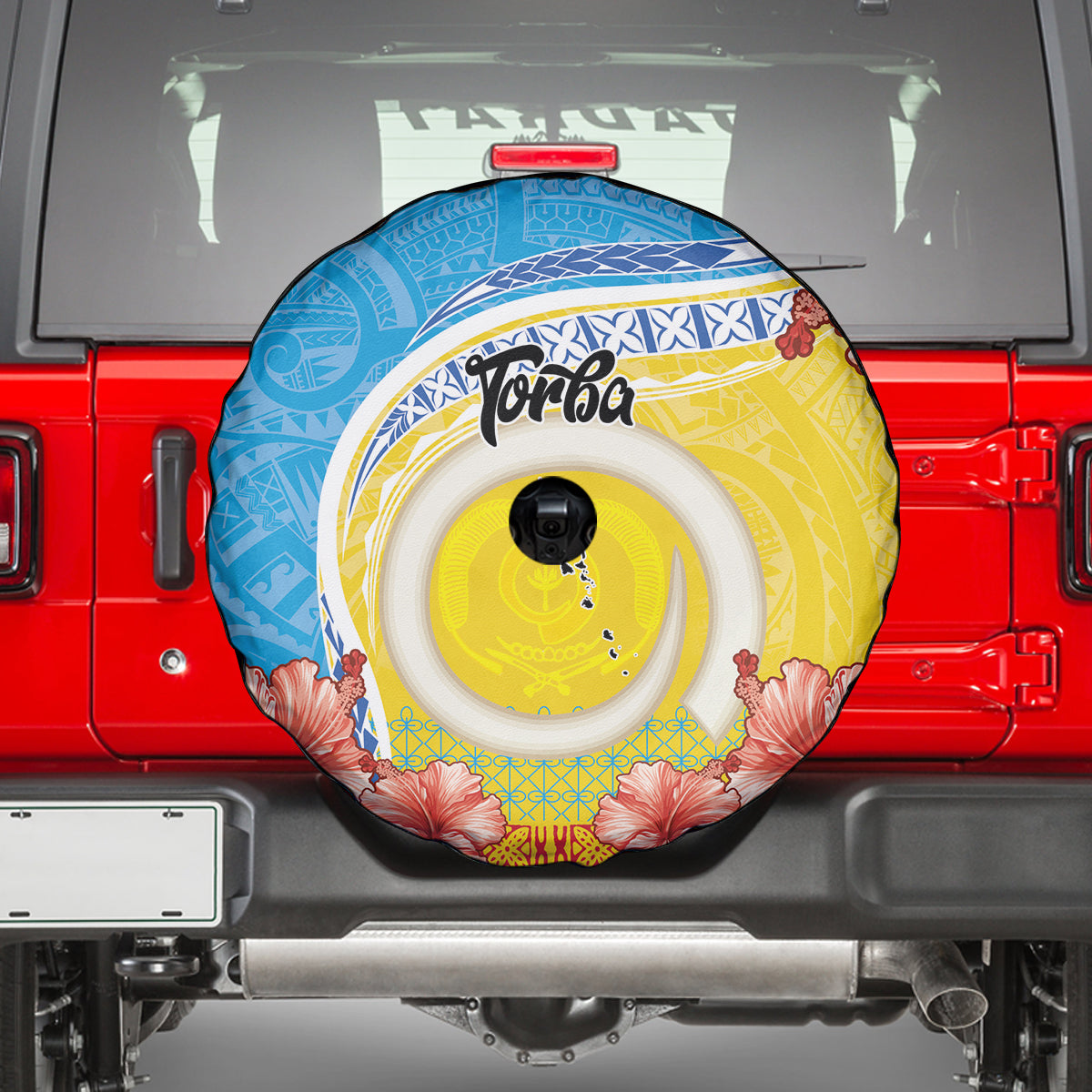 Torba Vanuatu Spare Tire Cover Hibiscus Sand Drawing with Pacific Pattern LT9 - Polynesian Pride