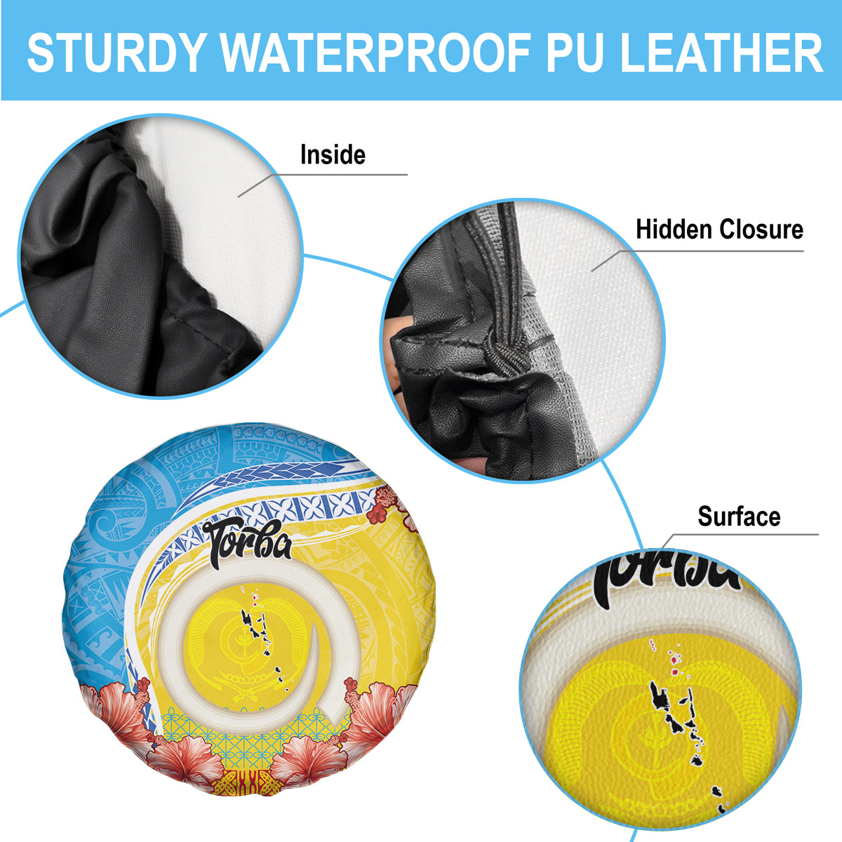 Torba Vanuatu Spare Tire Cover Hibiscus Sand Drawing with Pacific Pattern LT9 - Polynesian Pride