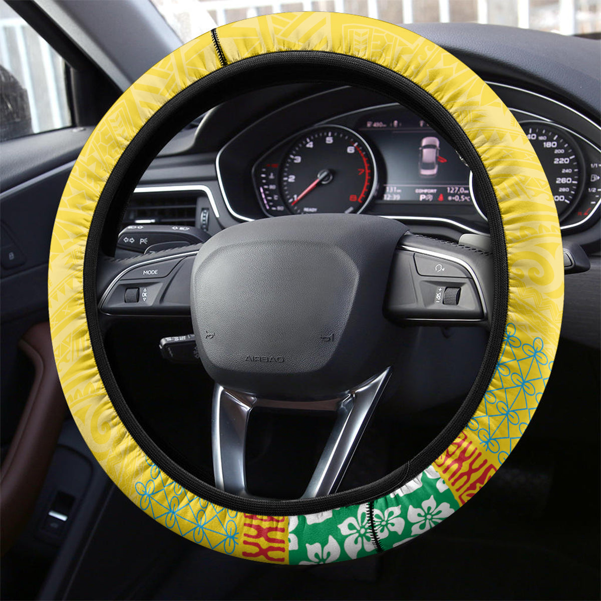 Torba Vanuatu Steering Wheel Cover Hibiscus Sand Drawing with Pacific Pattern LT9 - Polynesian Pride