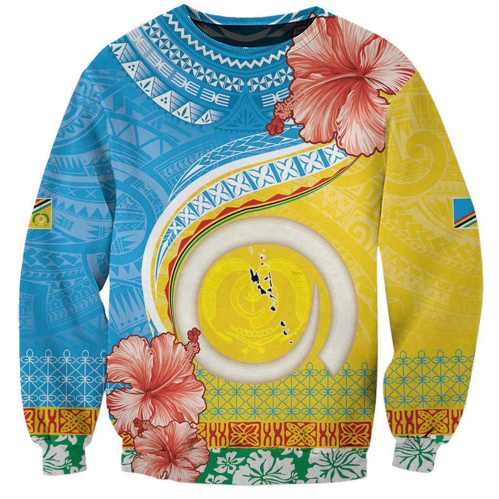 Torba Vanuatu Sweatshirt Hibiscus Sand Drawing with Pacific Pattern LT9 Unisex Green Gold - Polynesian Pride
