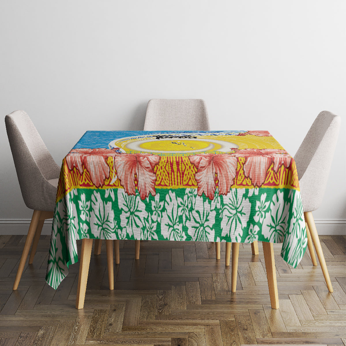 Torba Vanuatu Tablecloth Hibiscus Sand Drawing with Pacific Pattern LT9 - Polynesian Pride