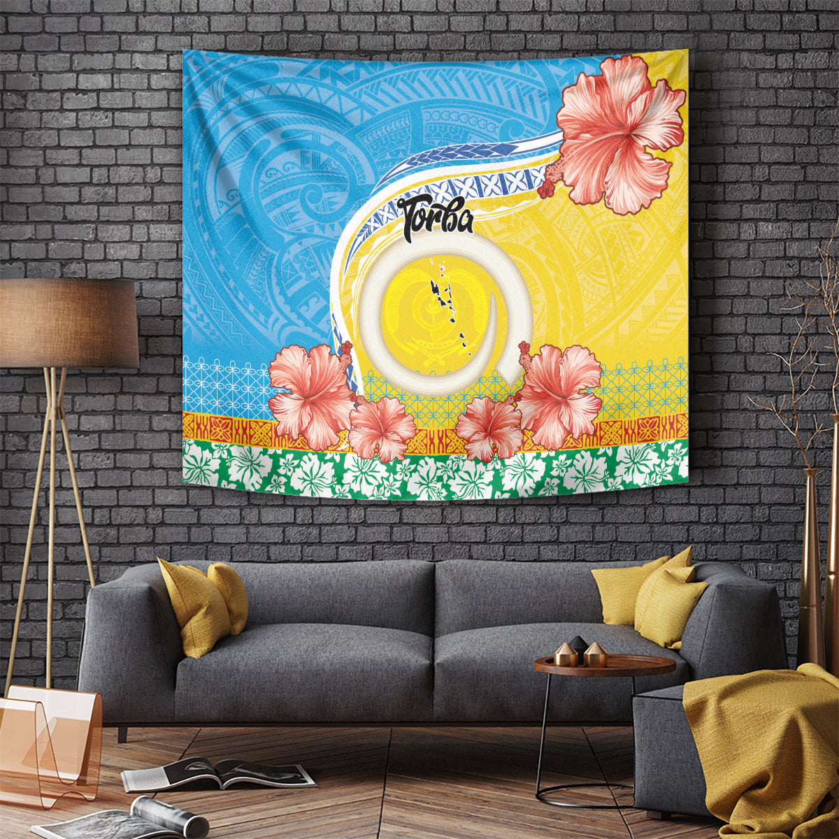 Torba Vanuatu Tapestry Hibiscus Sand Drawing with Pacific Pattern LT9 - Polynesian Pride