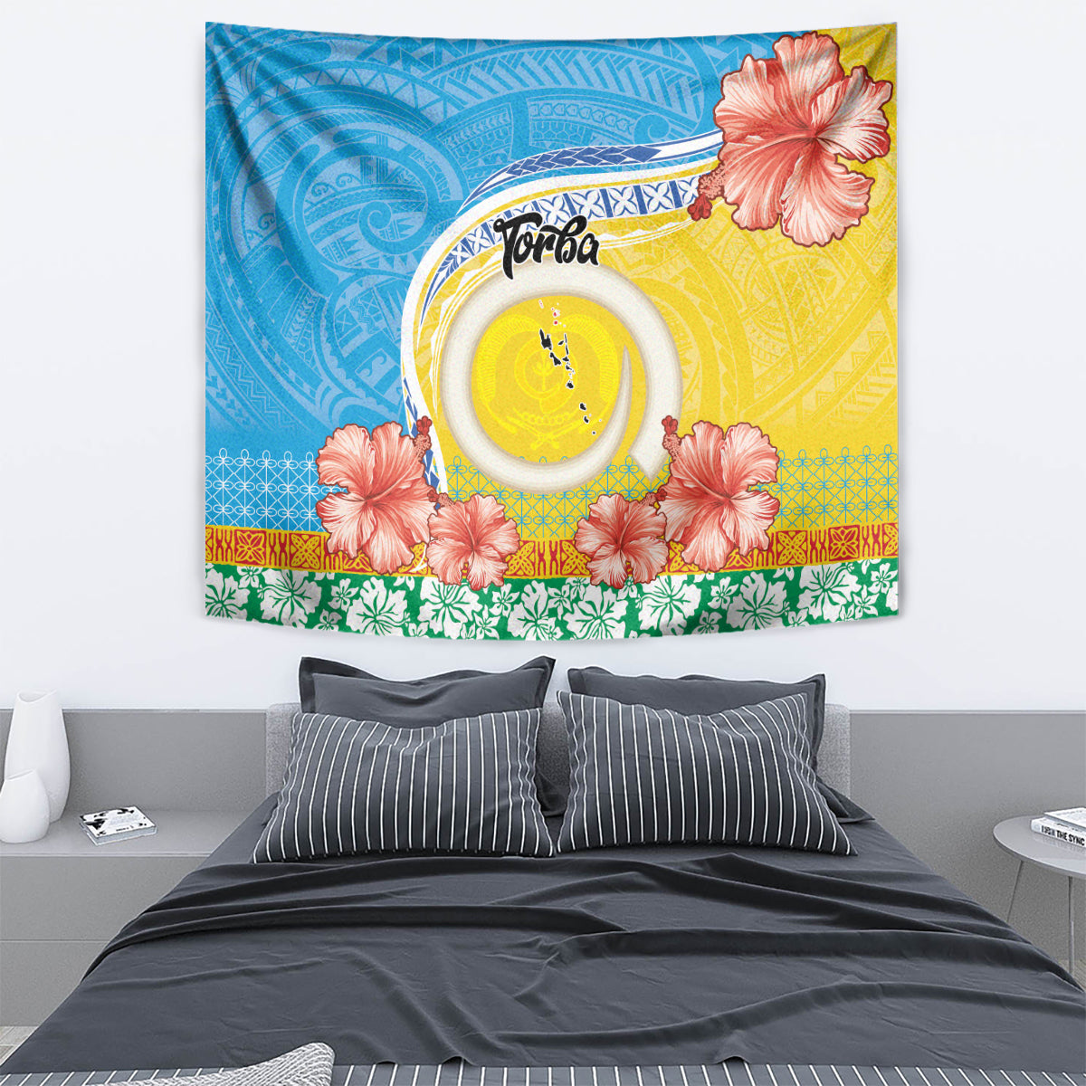 Torba Vanuatu Tapestry Hibiscus Sand Drawing with Pacific Pattern LT9 - Polynesian Pride