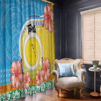 Torba Vanuatu Window Curtain Hibiscus Sand Drawing with Pacific Pattern LT9 - Polynesian Pride