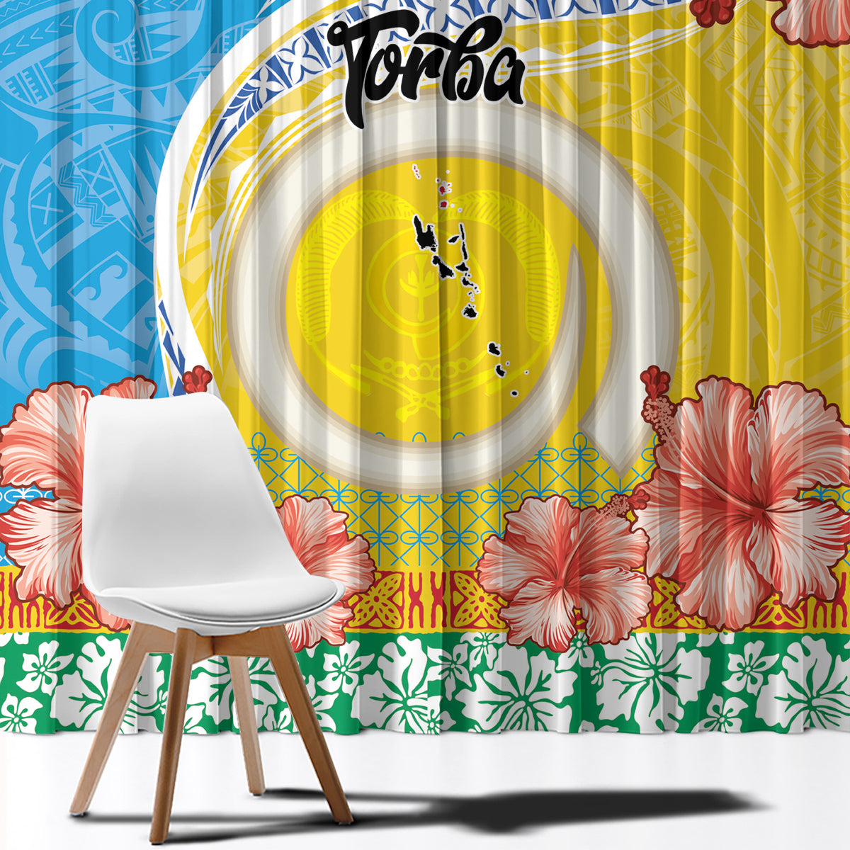 Torba Vanuatu Window Curtain Hibiscus Sand Drawing with Pacific Pattern LT9 - Polynesian Pride