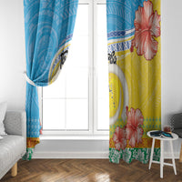 Torba Vanuatu Window Curtain Hibiscus Sand Drawing with Pacific Pattern LT9 - Polynesian Pride
