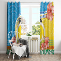 Torba Vanuatu Window Curtain Hibiscus Sand Drawing with Pacific Pattern LT9 - Polynesian Pride