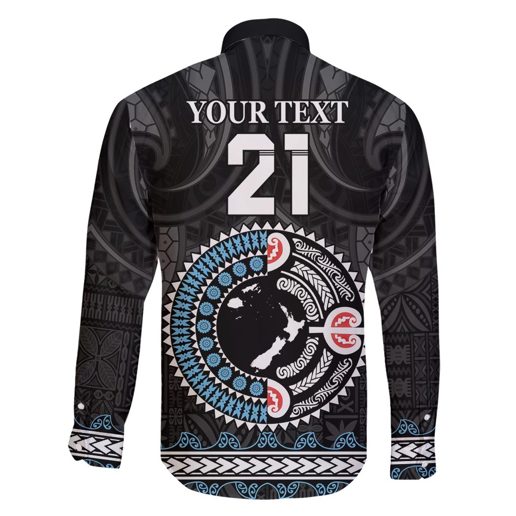 Custom Fiji and New Zealand Family Matching Short Sleeve Bodycon Dress and Hawaiian Shirt Maori Fern Mix Tapa Tribal Unique