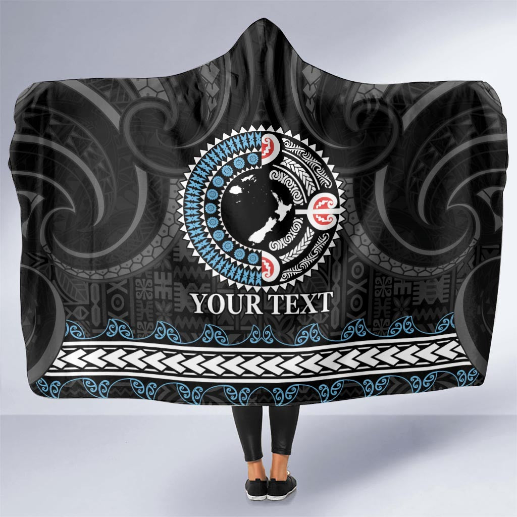 Custom Fiji and New Zealand Hooded Blanket Maori Fern Mix Tapa Tribal Unique