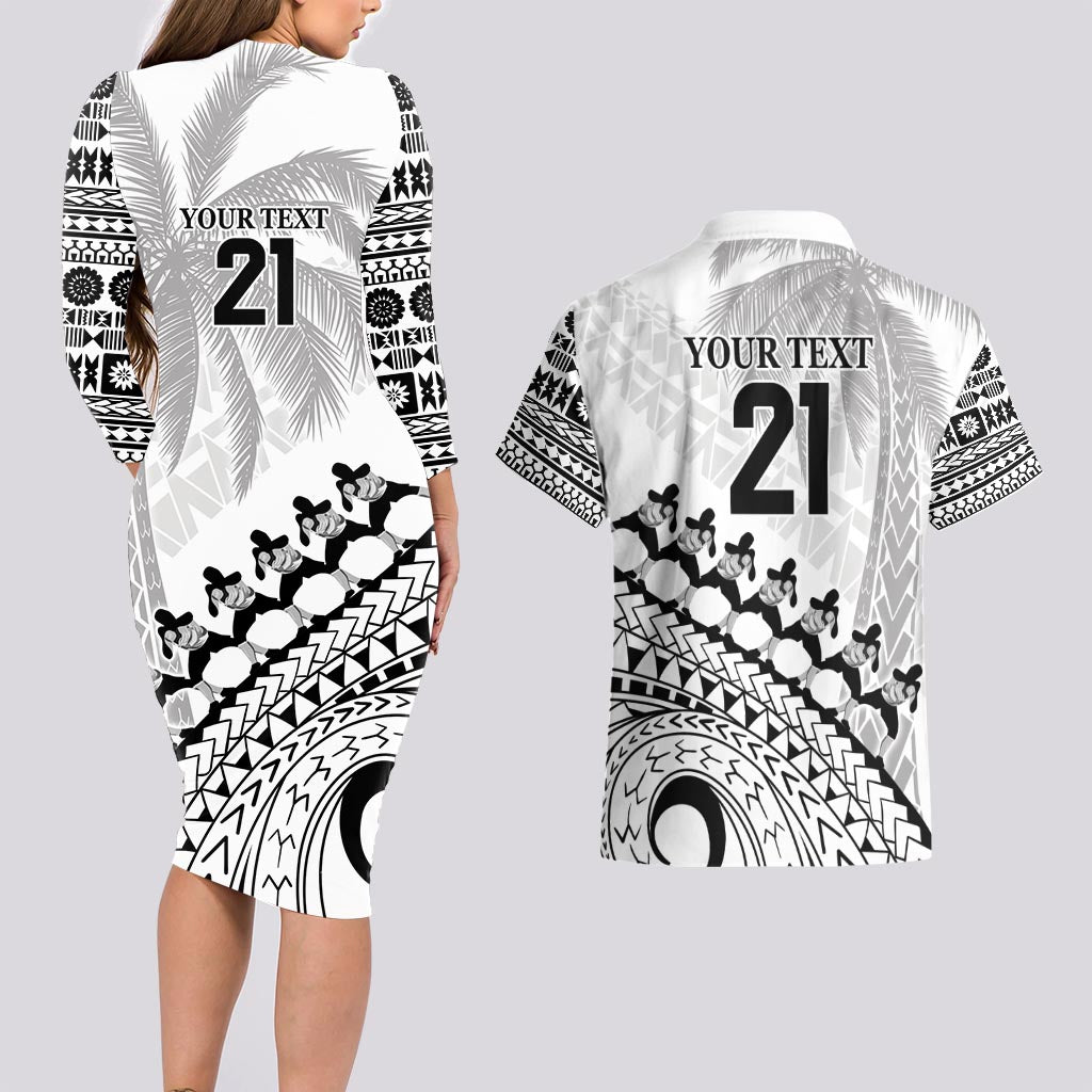 Custom Fiji Rugby Cibi Dance Couples Matching Long Sleeve Bodycon Dress and Hawaiian Shirt Create History World Cup Sevens
