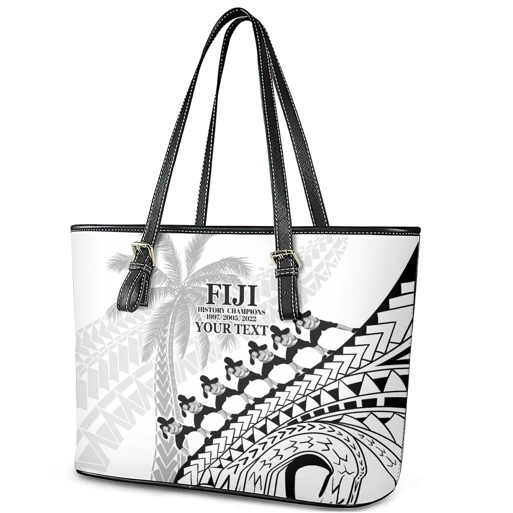 Custom Fiji Rugby Cibi Dance Leather Tote Bag Create History World Cup Sevens