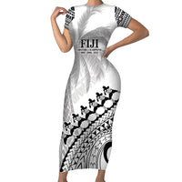 Custom Fiji Rugby Cibi Dance Short Sleeve Bodycon Dress Create History World Cup Sevens