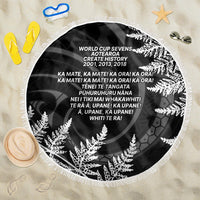 New Zealand Black Fern 7s Beach Blanket History World Cup Sevens LT9 One Size 150cm Black - Polynesian Pride