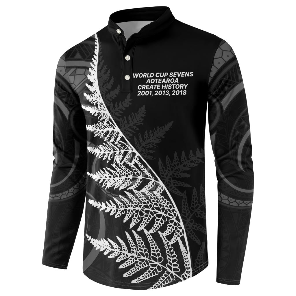 New Zealand Black Fern 7s Button Sweatshirt History World Cup Sevens LT9 - Polynesian Pride