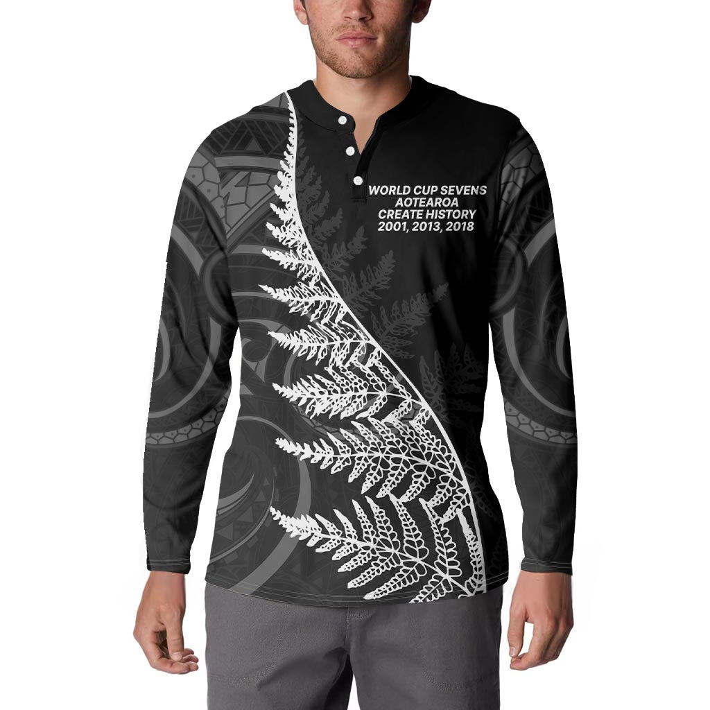 New Zealand Black Fern 7s Button Sweatshirt History World Cup Sevens LT9 - Polynesian Pride