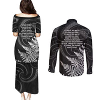 New Zealand Black Fern 7s Couples Matching Puletasi and Long Sleeve Button Shirt History World Cup Sevens