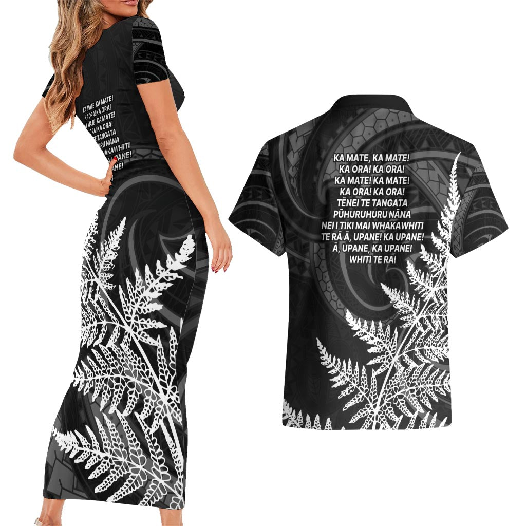 New Zealand Black Fern 7s Couples Matching Short Sleeve Bodycon Dress and Hawaiian Shirt History World Cup Sevens