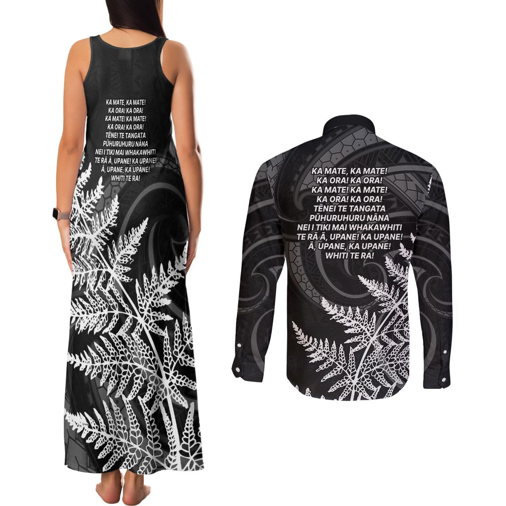 New Zealand Black Fern 7s Couples Matching Tank Maxi Dress and Long Sleeve Button Shirt History World Cup Sevens