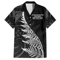 New Zealand Black Fern 7s Family Matching Puletasi and Hawaiian Shirt History World Cup Sevens LT9 Dad's Shirt - Short Sleeve Black - Polynesian Pride