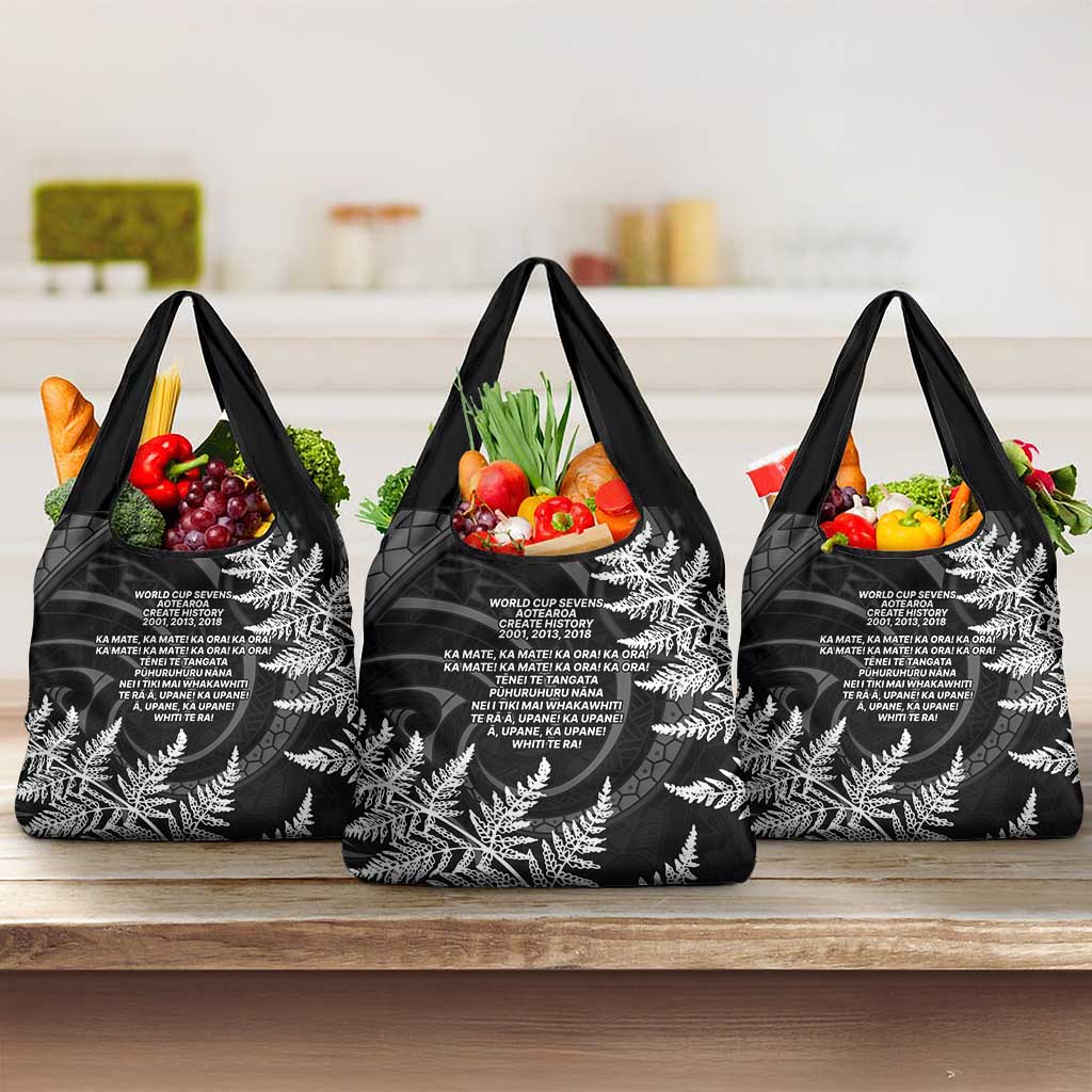 New Zealand Black Fern 7s Grocery Bag History World Cup Sevens LT9 3-pack One Size Black - Polynesian Pride
