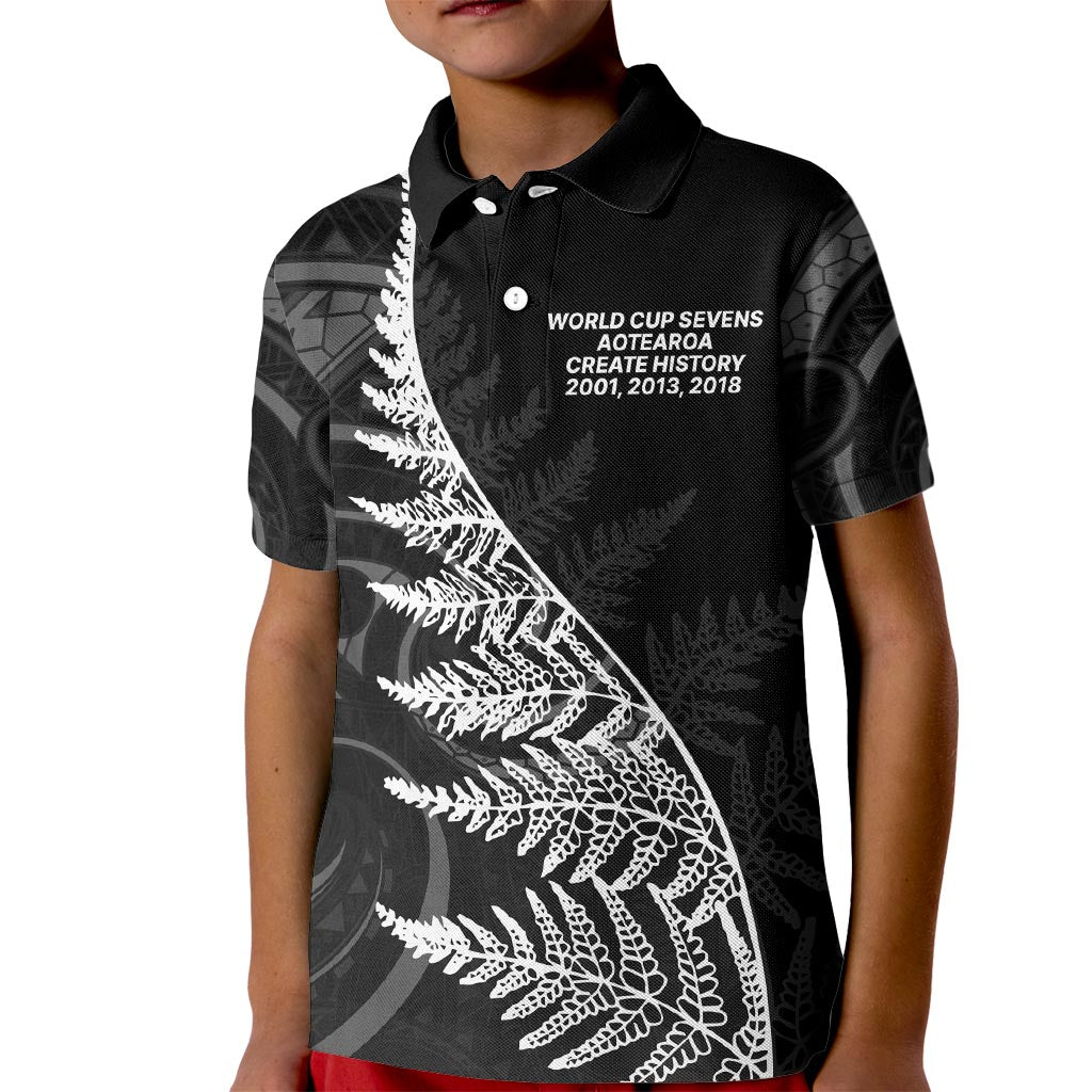 New Zealand Black Fern 7s Kid Polo Shirt History World Cup Sevens