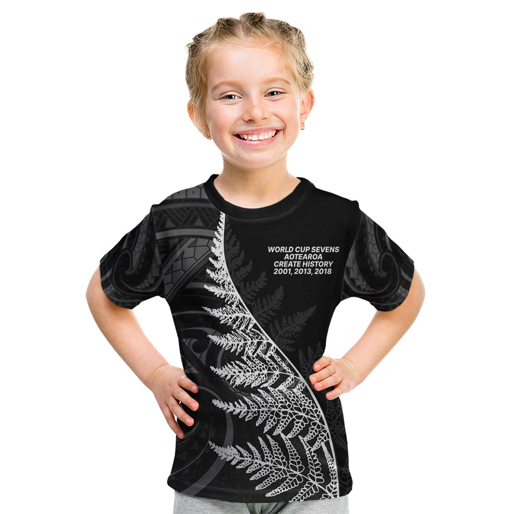 New Zealand Black Fern 7s Kid T Shirt History World Cup Sevens