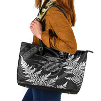 New Zealand Black Fern 7s Leather Tote Bag History World Cup Sevens LT9 Black - Polynesian Pride