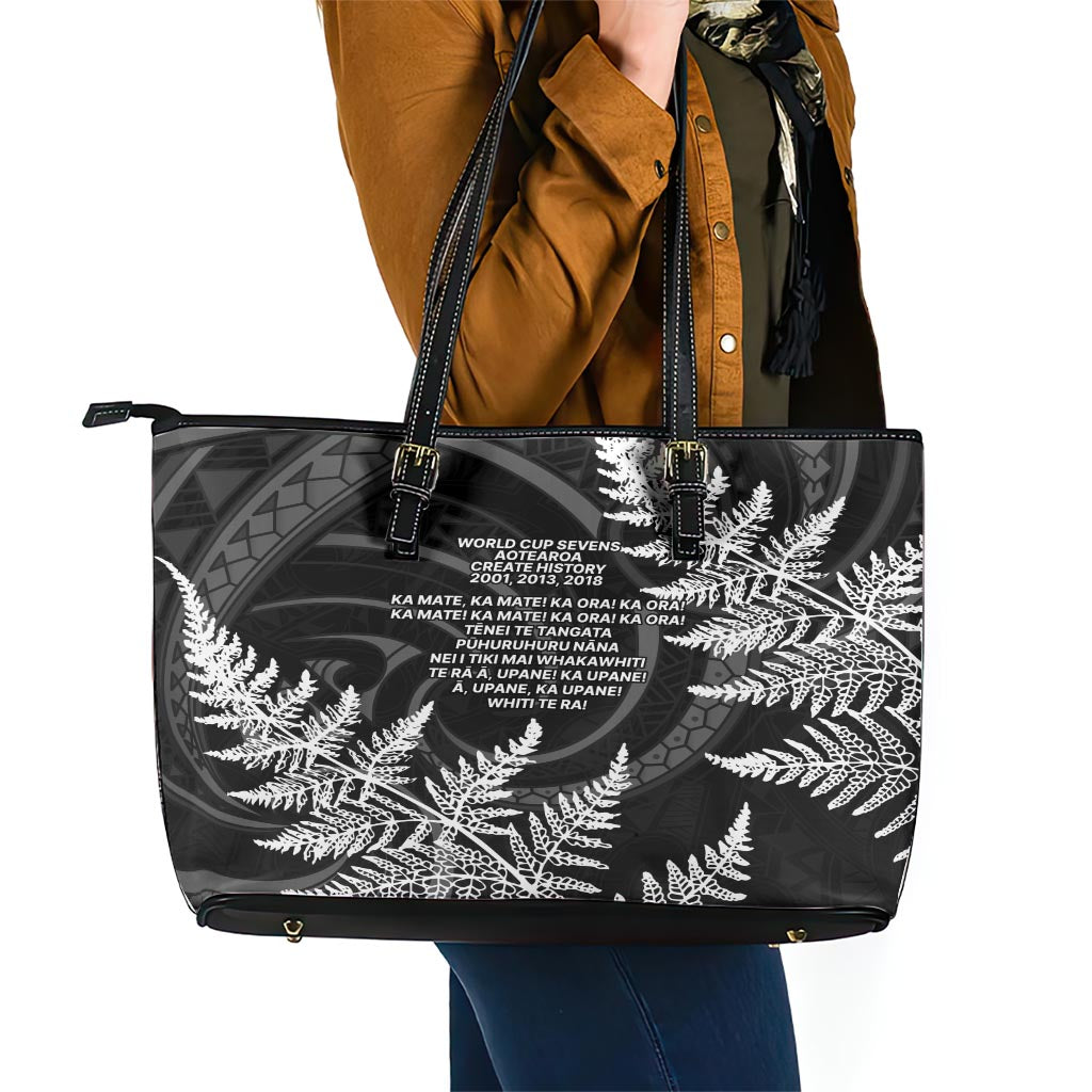 New Zealand Black Fern 7s Leather Tote Bag History World Cup Sevens LT9 - Polynesian Pride