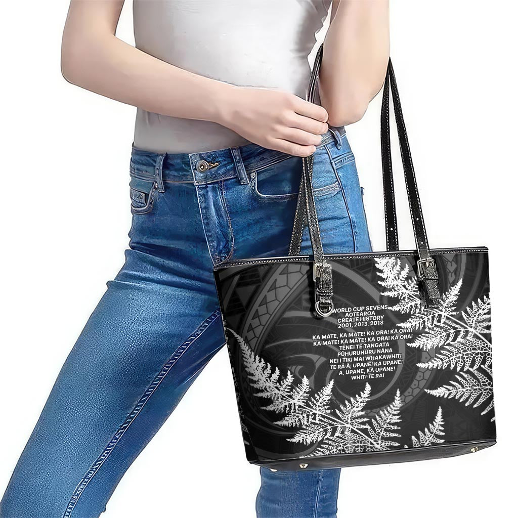 New Zealand Black Fern 7s Leather Tote Bag History World Cup Sevens LT9 - Polynesian Pride