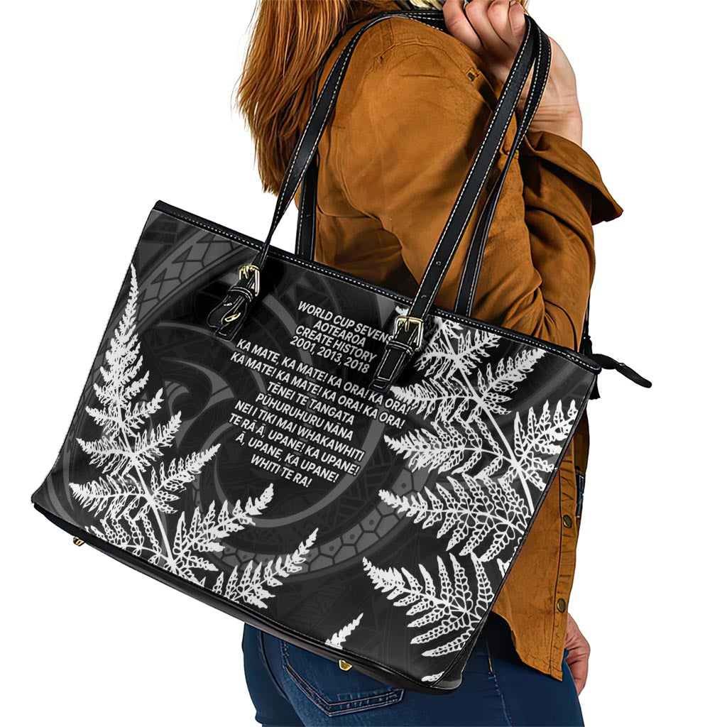 New Zealand Black Fern 7s Leather Tote Bag History World Cup Sevens LT9 - Polynesian Pride