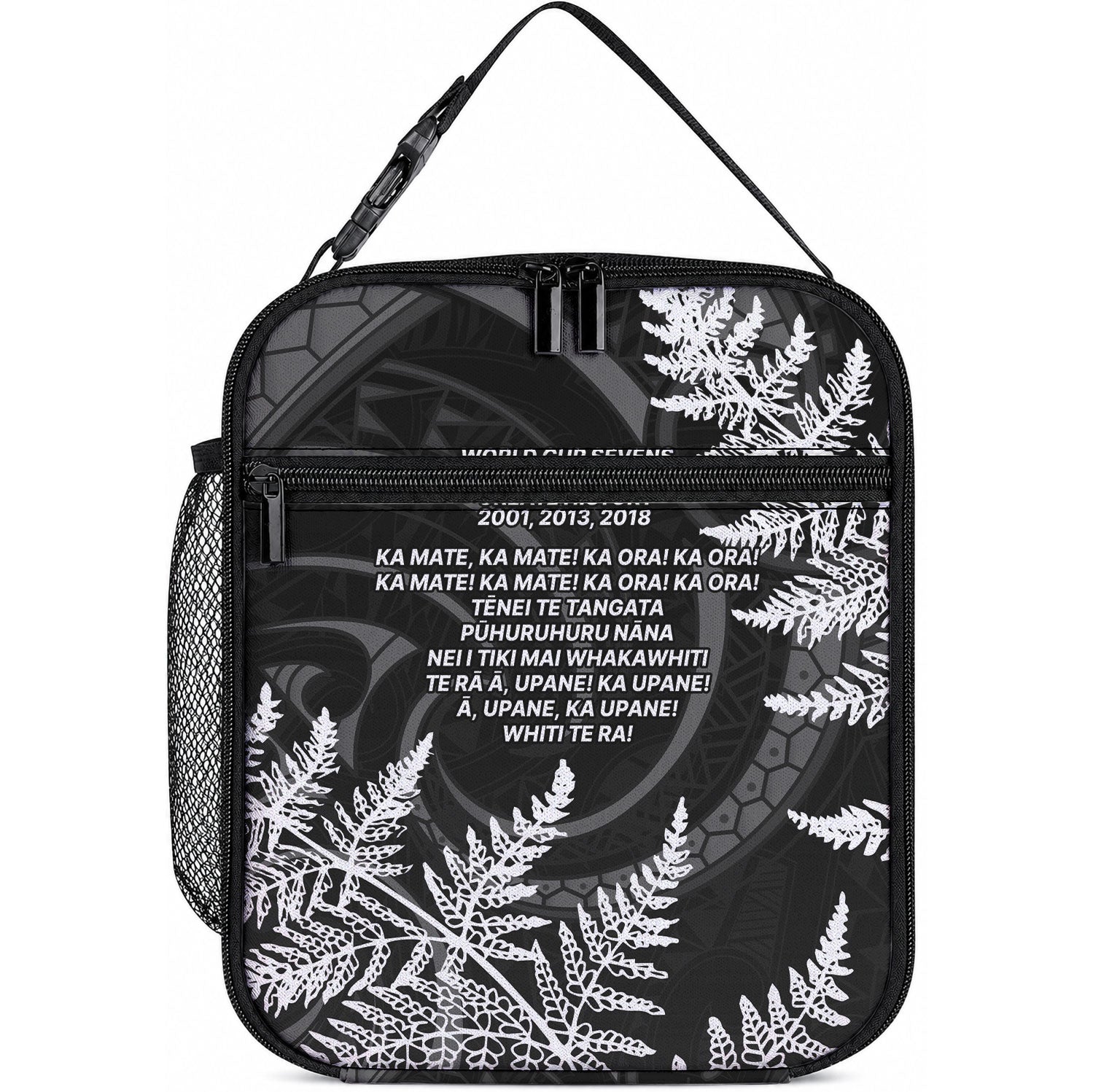 New Zealand Black Fern 7s Lunch Bag History World Cup Sevens LT9 10.2 × 8.3 × 4.3 inch Black - Polynesian Pride