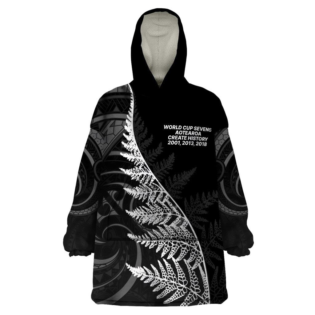 New Zealand Black Fern 7s Wearable Blanket Hoodie History World Cup Sevens