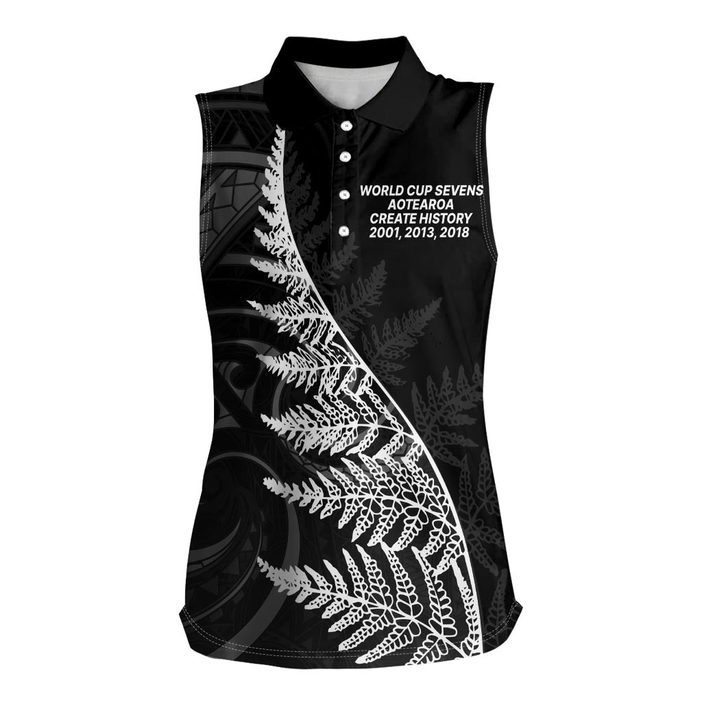 New Zealand Black Fern 7s Women Sleeveless Polo Shirt History World Cup Sevens