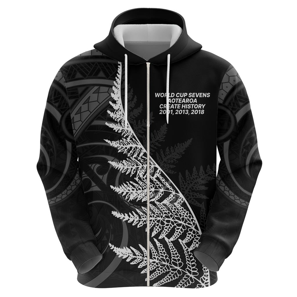 New Zealand Black Fern 7s Zip Hoodie History World Cup Sevens
