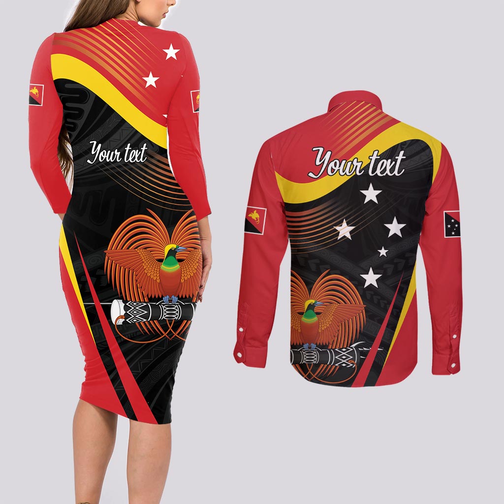 Personalised Papua Niugini Tok Pisin Wik Couples Matching Long Sleeve Bodycon Dress and Long Sleeve Button Shirt