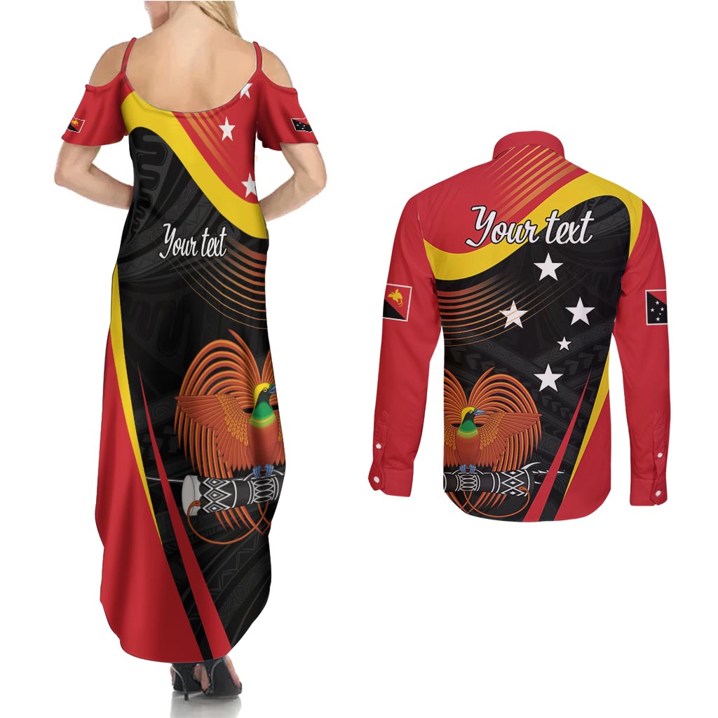 Personalised Papua Niugini Tok Pisin Wik Couples Matching Summer Maxi Dress and Long Sleeve Button Shirt