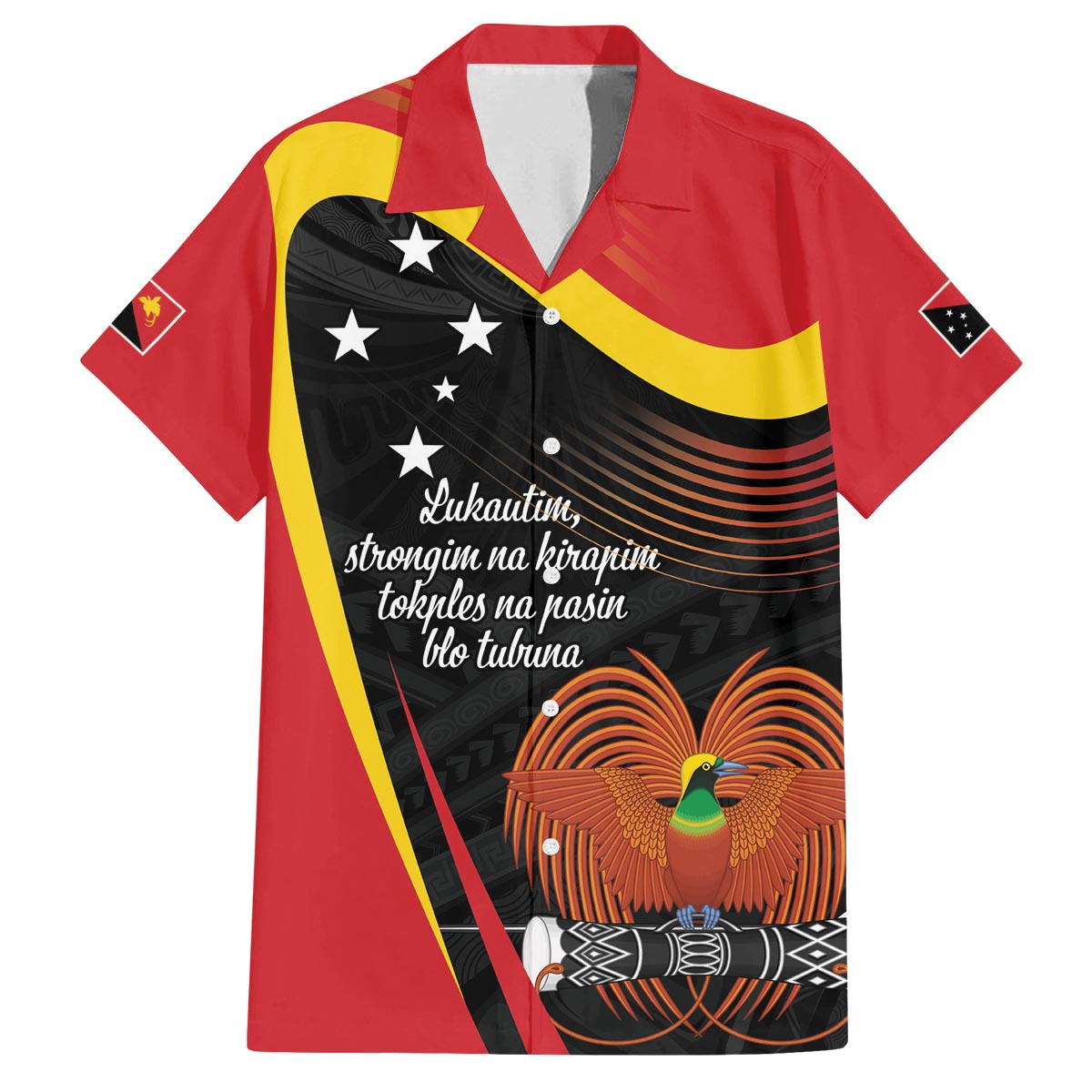 Personalised Papua Niugini Tok Pisin Wik Family Matching Puletasi and Hawaiian Shirt LT9 Dad's Shirt - Short Sleeve Red - Polynesian Pride