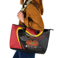 Personalised Papua Niugini Tok Pisin Wik Leather Tote Bag LT9 Red - Polynesian Pride