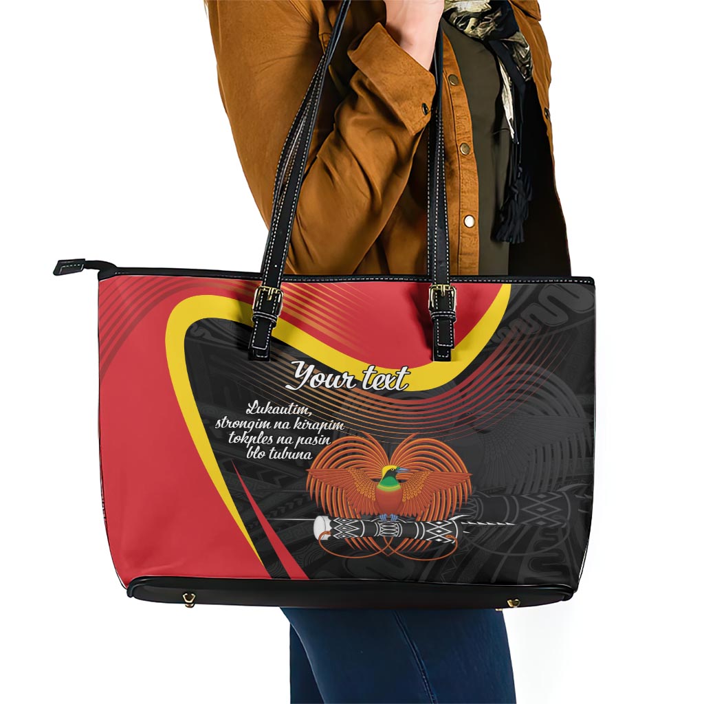 Personalised Papua Niugini Tok Pisin Wik Leather Tote Bag LT9 - Polynesian Pride