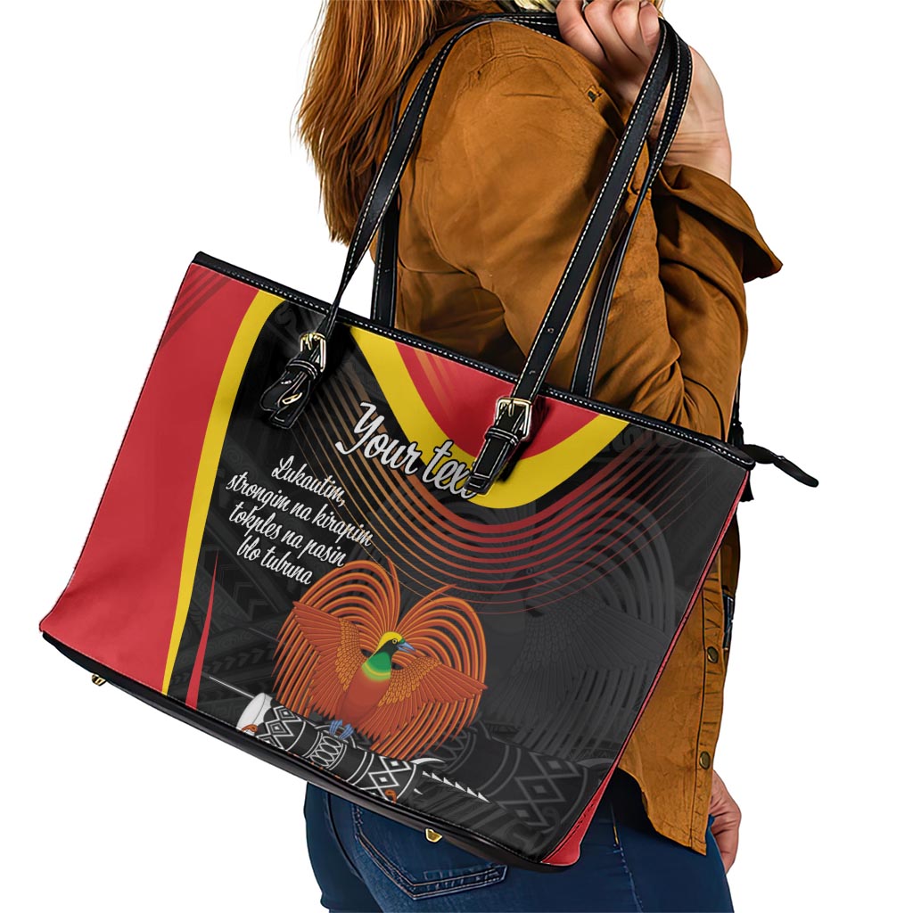 Personalised Papua Niugini Tok Pisin Wik Leather Tote Bag LT9 - Polynesian Pride