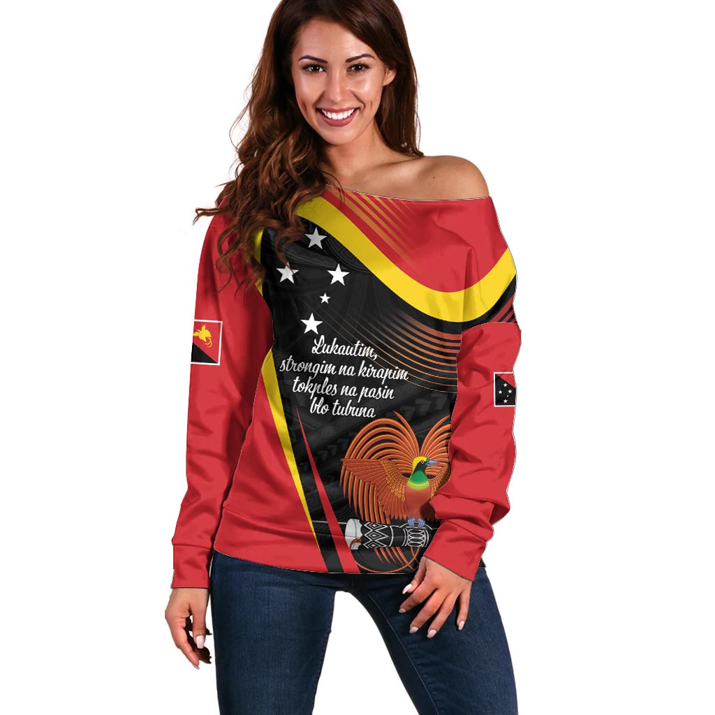 Personalised Papua Niugini Tok Pisin Wik Off Shoulder Sweater
