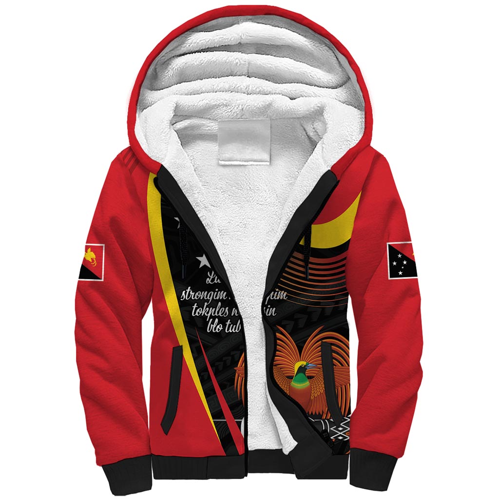 Personalised Papua Niugini Tok Pisin Wik Sherpa Hoodie LT9 Unisex Red - Polynesian Pride