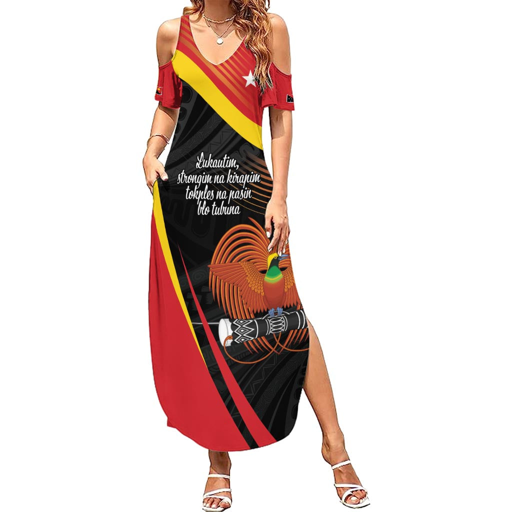 Personalised Papua Niugini Tok Pisin Wik Summer Maxi Dress LT9 Women Red - Polynesian Pride