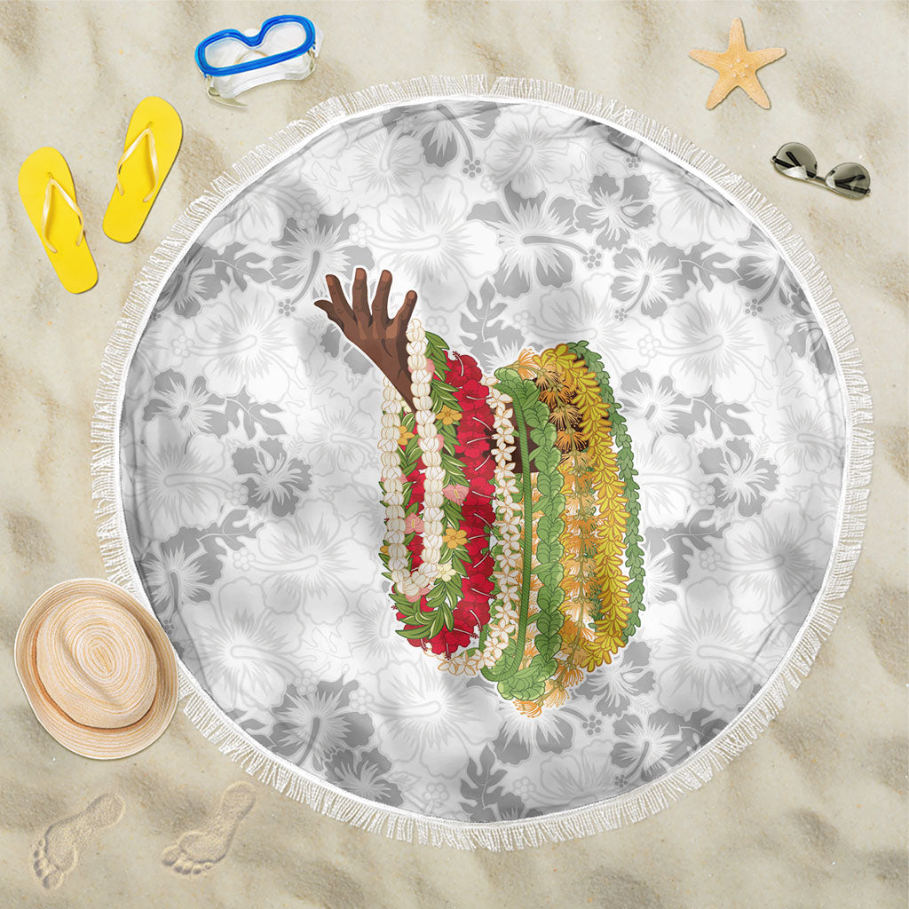 Hawaii Lei Kamehameha Beach Blanket Ke'oke'o Seamless Pattern Hibiscus Flower LT9 One Size 150cm White - Polynesian Pride
