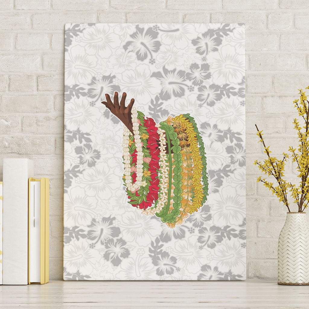 Hawaii Lei Kamehameha Canvas Wall Art Ke'oke'o Seamless Pattern Hibiscus Flower