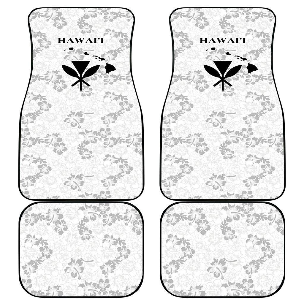 Hawaii Lei Kamehameha Car Mats Ke'oke'o Seamless Pattern Hibiscus Flower