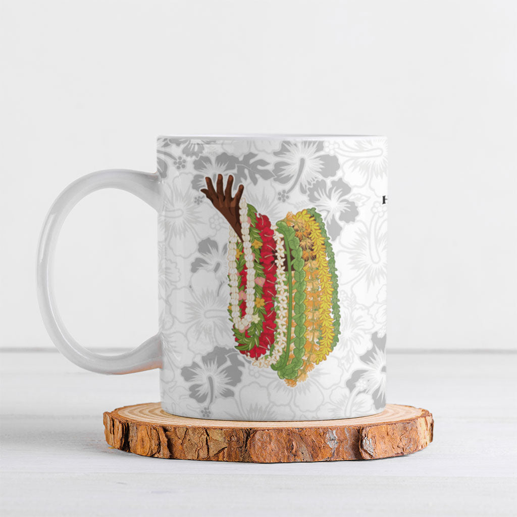 Hawaii Lei Kamehameha Ceramic Mug Ke'oke'o Seamless Pattern Hibiscus Flower